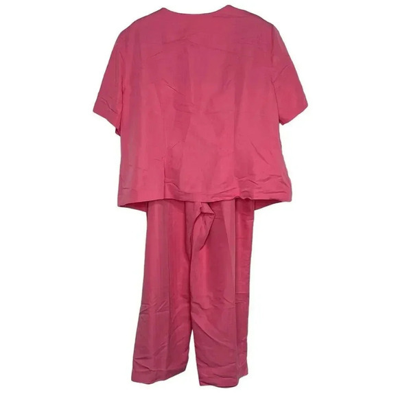 Alfred Dunner 22W salmon pink‎ pants & short sleeve embroidered floral jacket - Picture 2 of 6